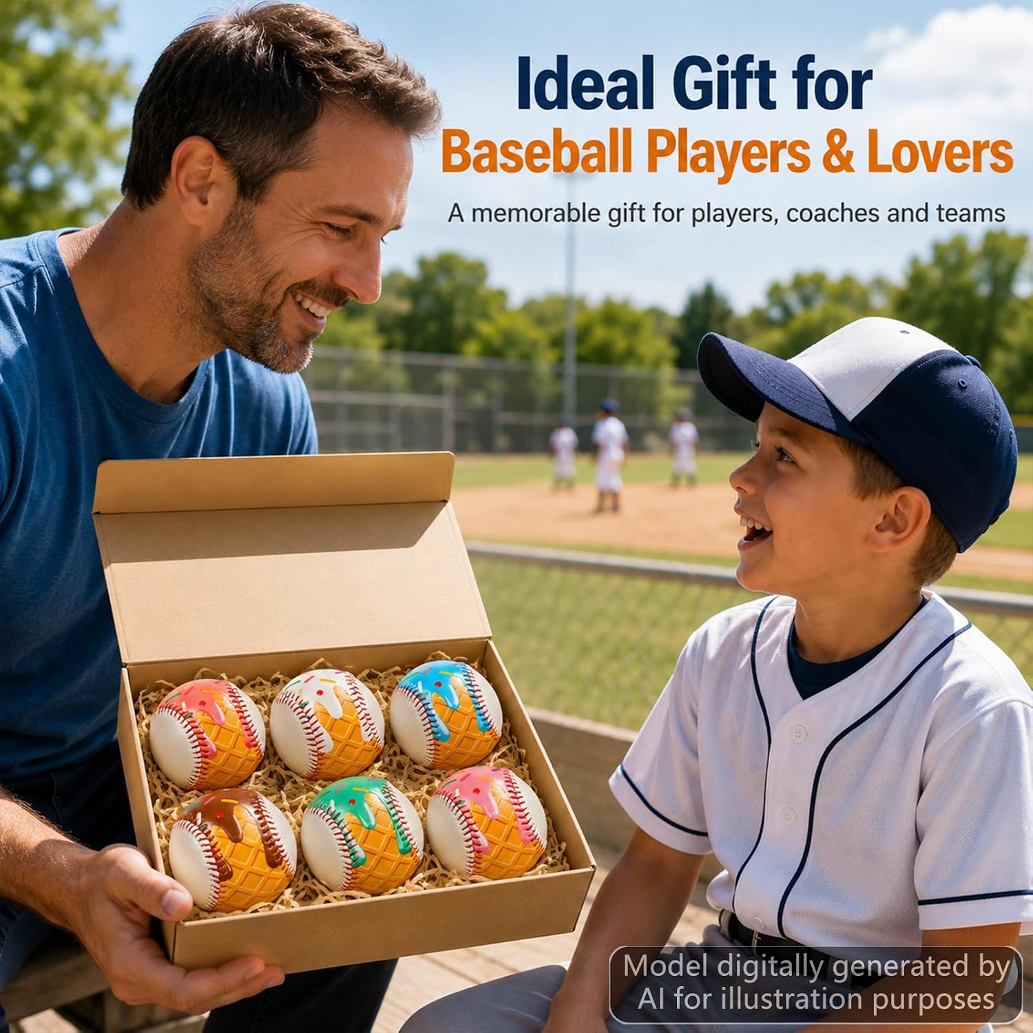 gisgfim Baseball Ice Cream Drip PVC 9 Inch Standard Size Practice Baseball for Training Hitting Pitching Throwing Lifestyle