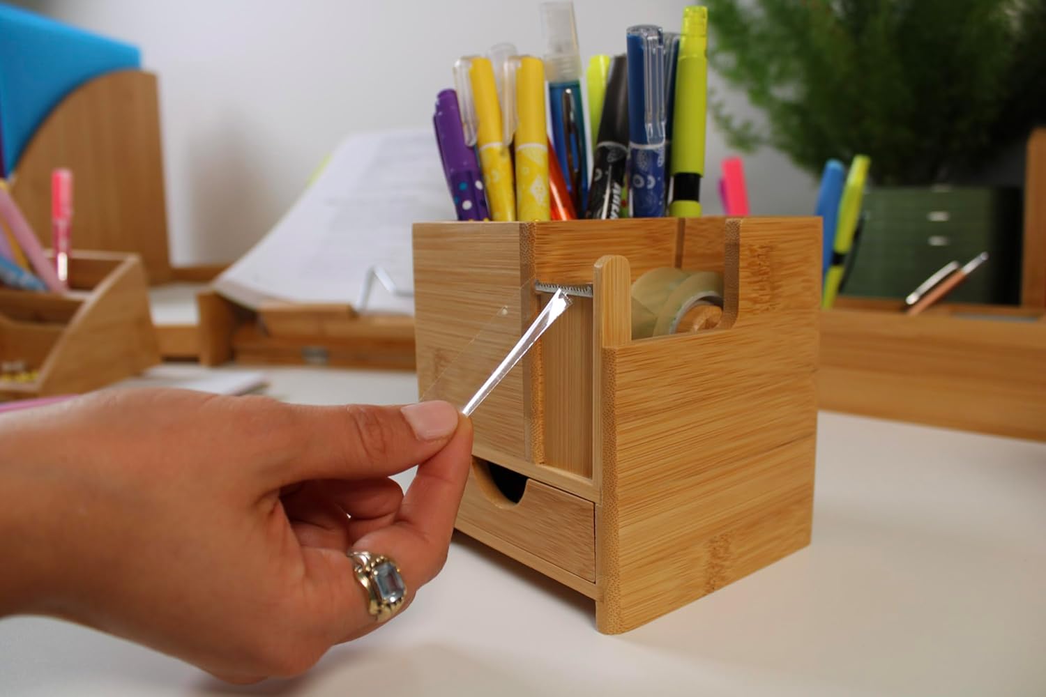 WEDO Desk Top Organizer with Adhesive Tape Dispenser