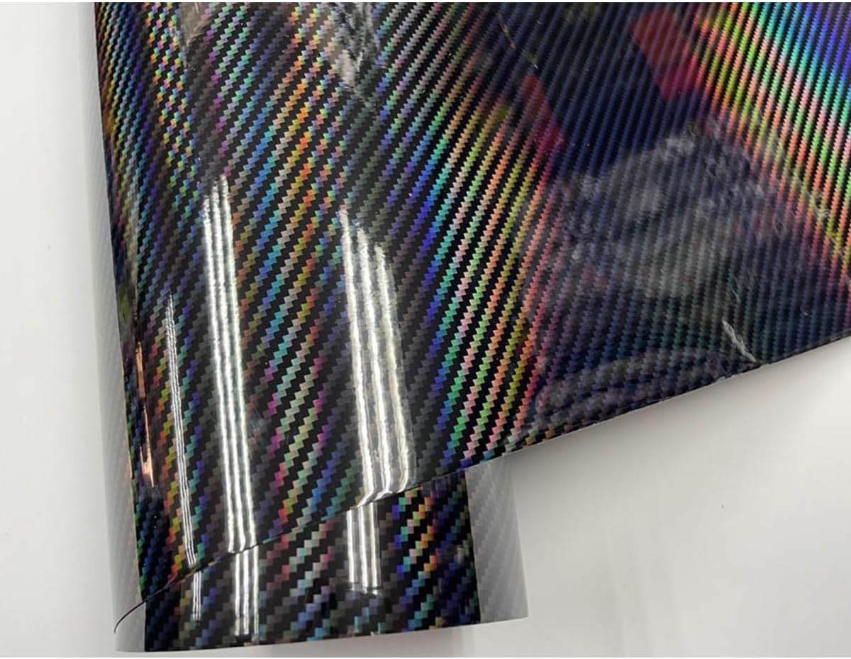 ECYC Ltd 1.31 x 5 Feet Gloss Carbon Fiber Vinyl Wrap Holographic Carbon Fiber Wrap Film Roll Vinyl Car Wrap Air Release Automotive Vinyl Wraps Car Decals Stickers