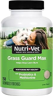 Nutri-Vet Grass Guard Chewables, Dog Urine Neutralizer for Grass, Lawn Burn Prevention, Gut Health Support with Probiotic and Enzymes, Dog Probiotics, Pet Supplement Tablets, 150 Count