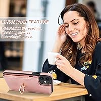 Vista 6 de Folosu Funda compatible con iPhone 11 con tarjetero, rotación de 360°, soporte de anillo de dedo con función atril, protección RFID, bloqueo RFID