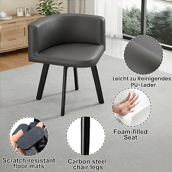 Dining Table and Chairs Set 4 - Modern Small Kitchen Dining Table with 4 Faux Leather Chairs for Small Space Home Apartment Living Room Office