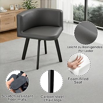 Dining Table and Chairs Set 4 - Modern Small Kitchen Dining Table with 4 Faux Leather Chairs for Small Space Home Apartment Living Room Office