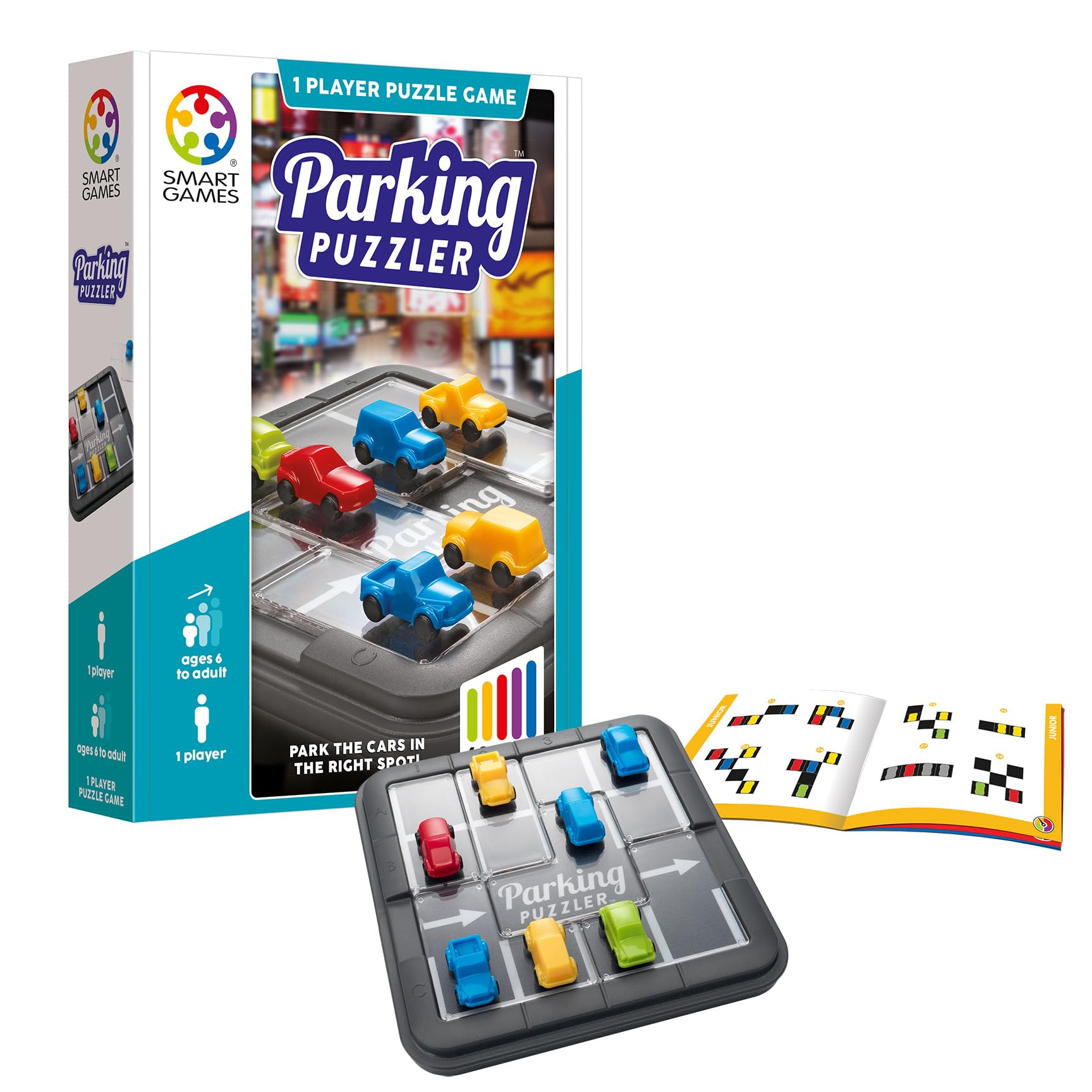 SmartGames Parking Puzzler Travel Deduction Game with Portable Case Featuring 60 Challenges for Ages 7 - Adult