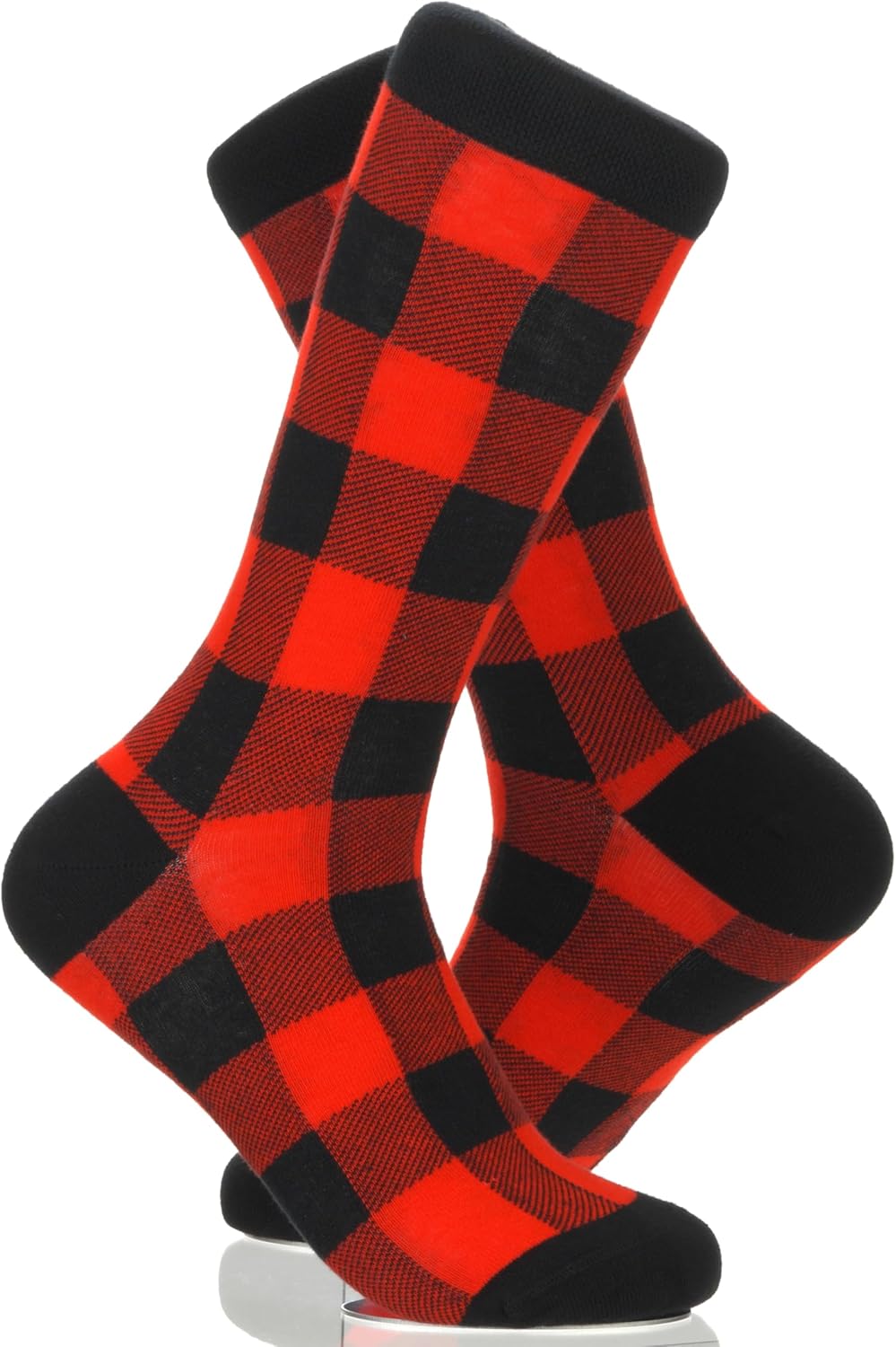 CYZ Black Red Buffalo Plaid Family Unisex Premium Turkish Cotton Socks - Festive Holiday Footwear for a Cozy Winter Look