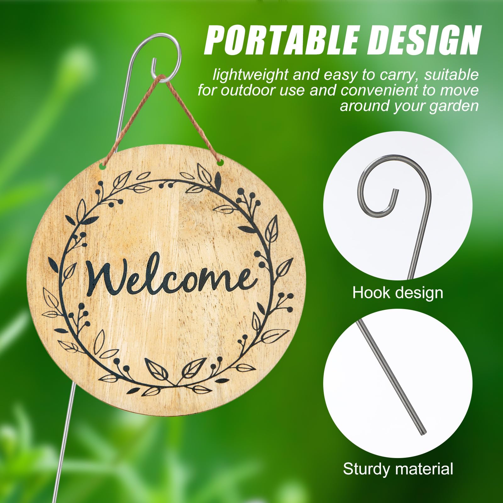 Supvox 10er-pack Metall-pflanzenetikettenstäbe – 400 Mm Langes Hirtenhaken-design für Gartenschilder – 3 Mm Dicke Eisenschildhalter für Blumentöpfe Und Setzlinge Dekorative Außenstäbe