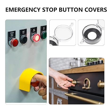 LIZEALUCKY Emergency Stop Button Cover, 4 Pack Transparent Push Button Switch Cover Protector, 30mm Hole Adhesive Round Safety Cover for Industrial Control Panels, Workshops & Equipment Maintenance