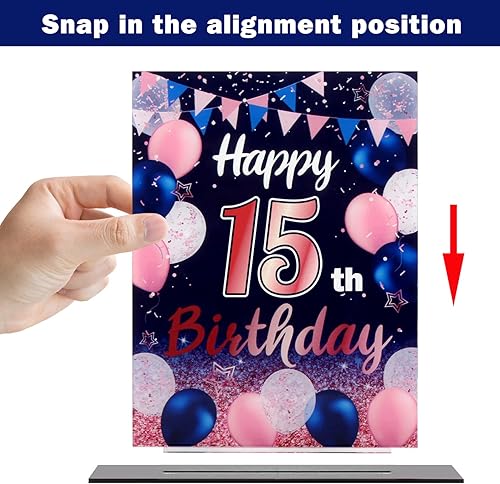 Miniatura 94 de LINGTEER Happy 11th Birthday Decorations, 2Pcs Black&Gold Stand Print Acrylic Table Centerpieces Backdrop Board- Cheers to 11 Years Old Fun Birthday