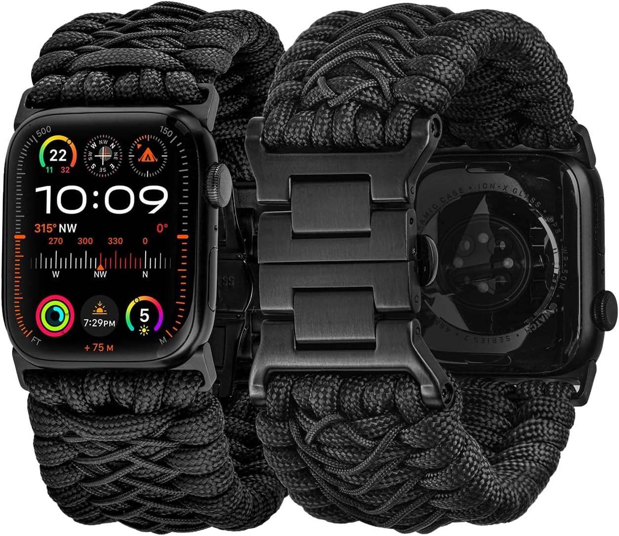 Tefeca Titan Series Paracord Band Compatible with Apple Watch Ultra 2/49mm, Series 10/46mm, 9/8/7/45mm, SE2/SE/6/5/4/44mm, and 3/2/1/42mm