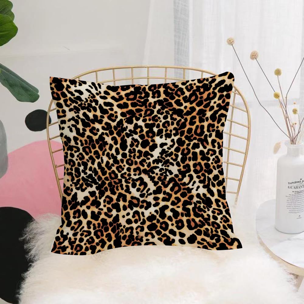 HYOSXW Cushion Cover,Throw Pillow Case Home Decorative for Living Room Bedroom Sofa Chair 16X16 Inch,Leopard Pattern, Jaguar Pattern, Animal Fur,Pillowcase 40X40cm