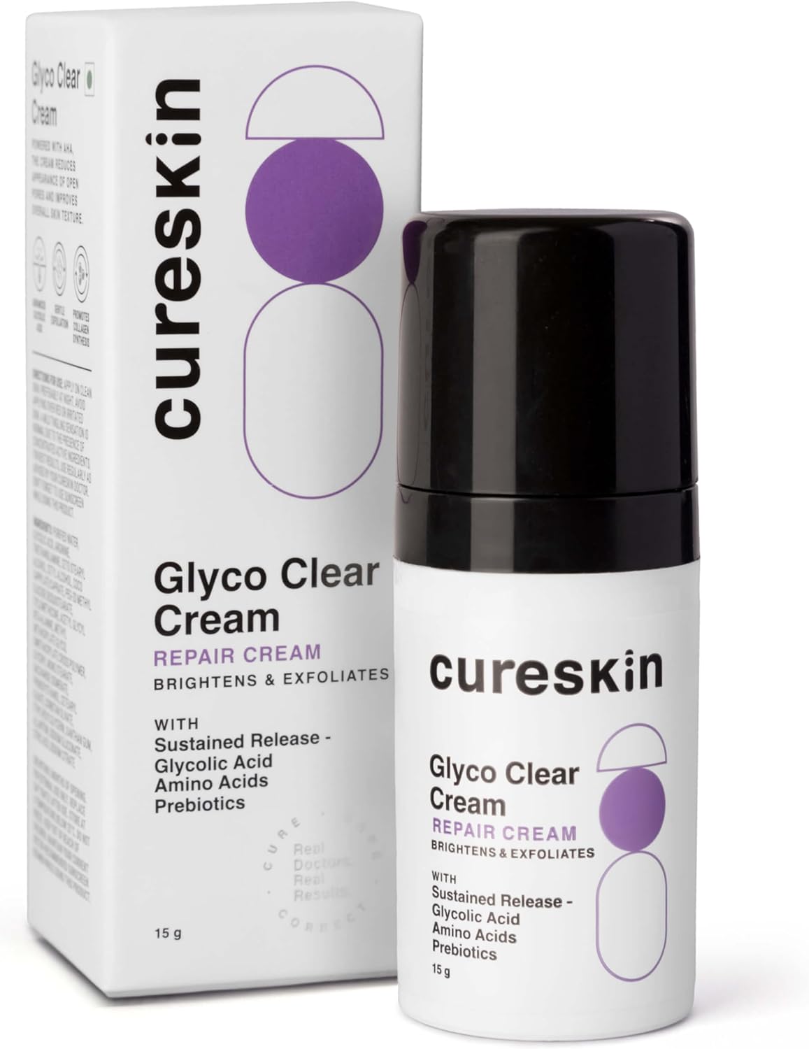 Cureskin Glyco Clear Cream | Repair Cream with Sustained Release | Glycolic Acid, Amino Acids and Prebiotics
