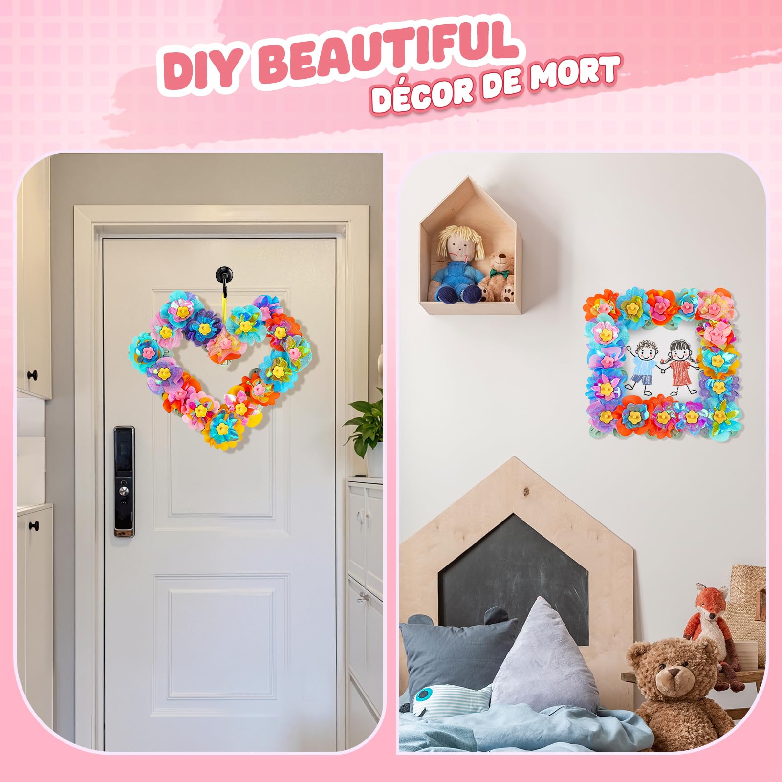 Jofuni Flower Market Activites Manuelles pour Enfants, Cadeau Anniversaire Fille 5 6 7 8 Ans, Fabrique de Fleurs Enfant Kit de Fabrication de Fleurs en Tissu