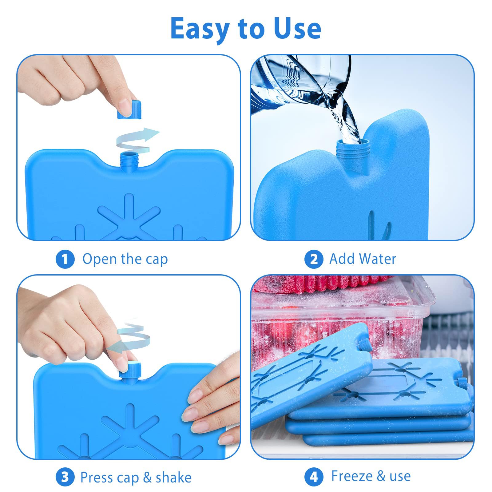 MIJOMA Lot de 12 mini blocs de glace réutilisables pour sac isotherme, boîte à déjeuner, pastilles de refroidissement aux couleurs pastel, adaptés à un usage alimentaire et compacts (12