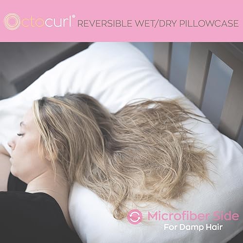 Miniatura 3 de Octocurl Funda de almohada de satén reversible a absorbente de microfibra para cabello mojado más suave que la seda funda de almohada de satén