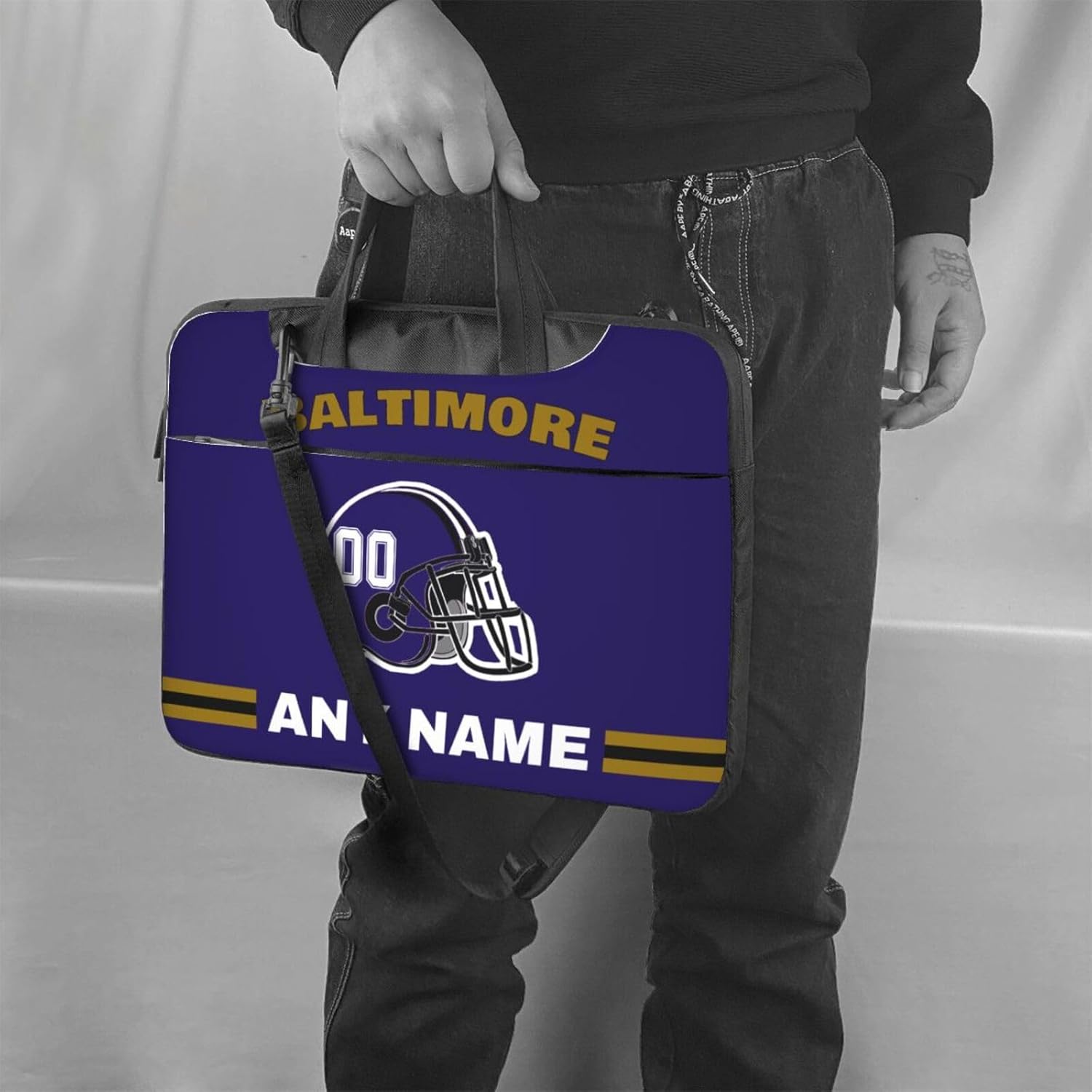 Custom Football Laptop Bag Personalized with Name Number Business Briefcase Shockproof Protective Cover for Notebook - Image 3