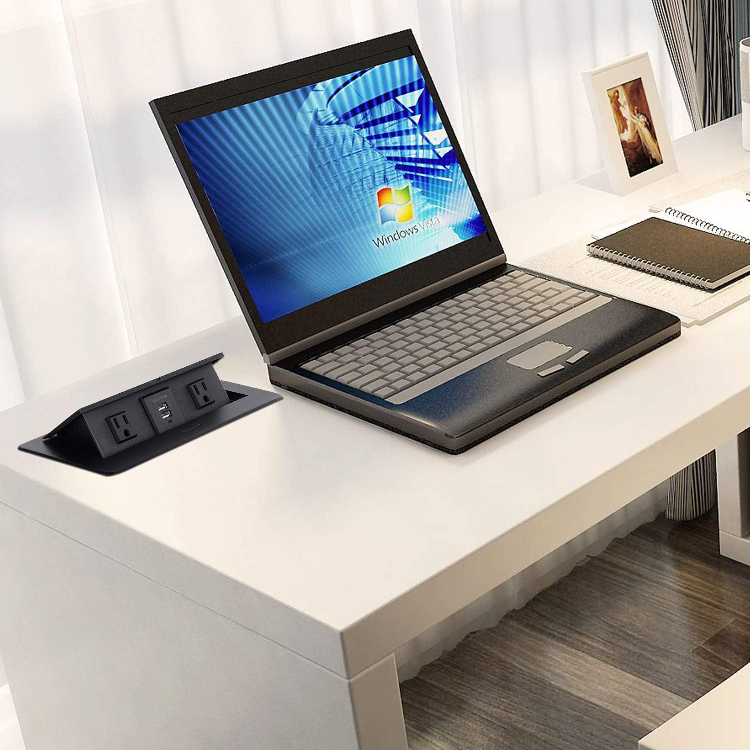 Flash Deals - 70% OFF Zeshan Desk Power Outlet Pop up Socket with 2 Power and 2 USB Charger for Office Table Black Black Friday Clearance Zeshan Desk Power Outlet Pop up Socket with 2 Power and 2 USB Charger for Office Table Black