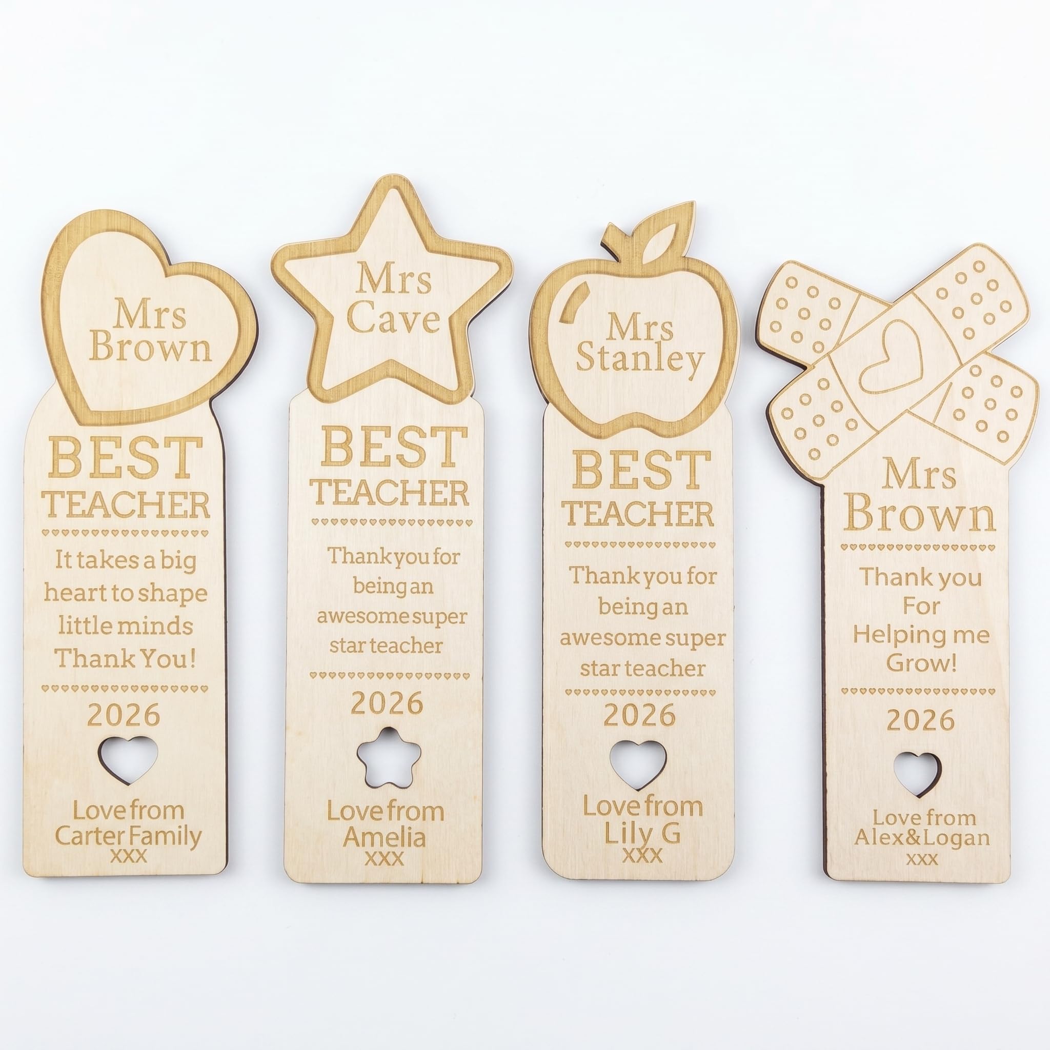 Personalised Teacher Gift | Engraved Wooden Bookmark | Thank You Teacher,Teaching Assitant,Nursery Teacher | Leaving School Pre-School End of Term Gift| Teacher Appreciation