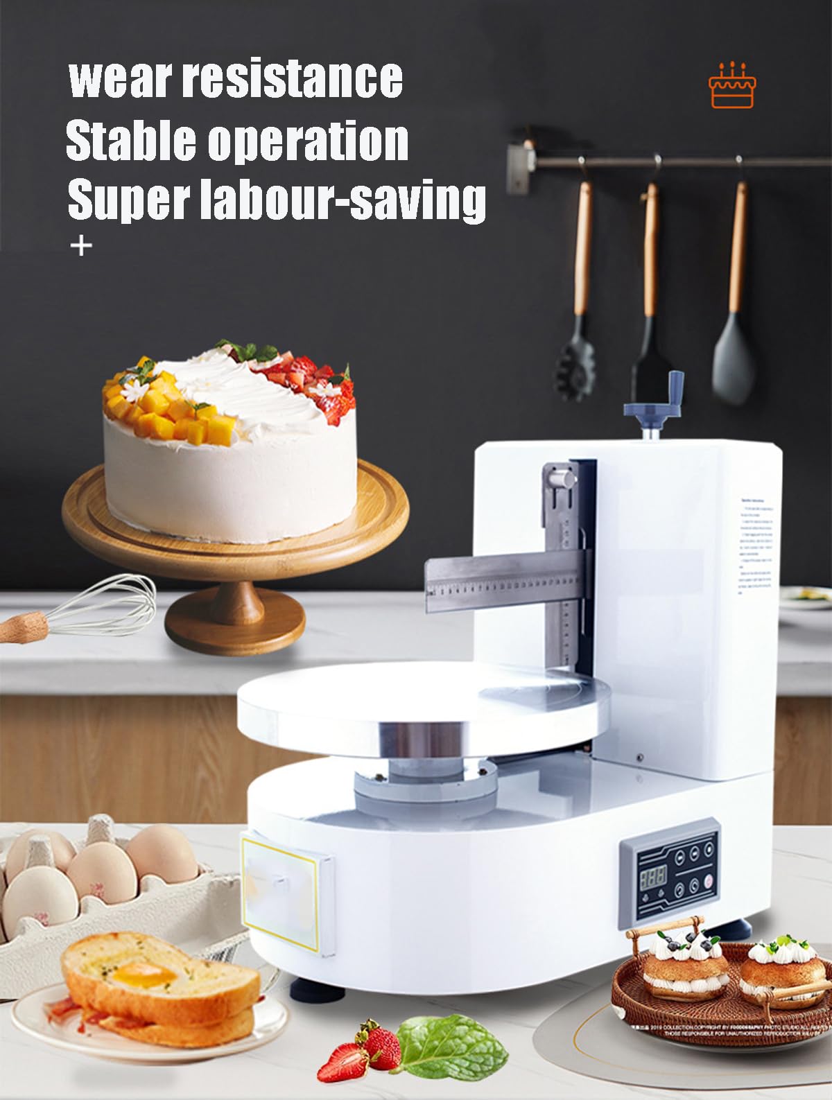 Vollautomatischer Kuchenverteiler, Brotcreme Backen Kuchen Creme Automatischer Streuer, 4-12 Zoll Backen Geburtstag Kuchen Werkzeug, Einstellbares Lineal Schaber, Einstellbare Geschwindigkeit Creme