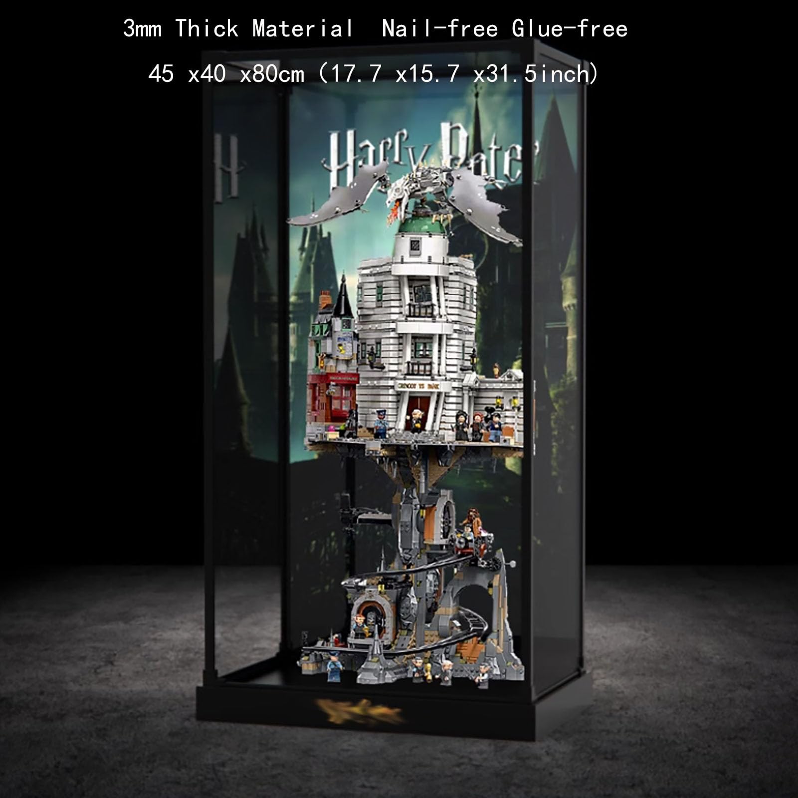 Acrylic Display Case for Lego 76417 Gringotts Harry Potter Wizarding Bank?Dustproof Box, Storage Box, Transparent Box, Display Box Compatible with Lego 76417?Only Case, No Model (Option 2 Painted)