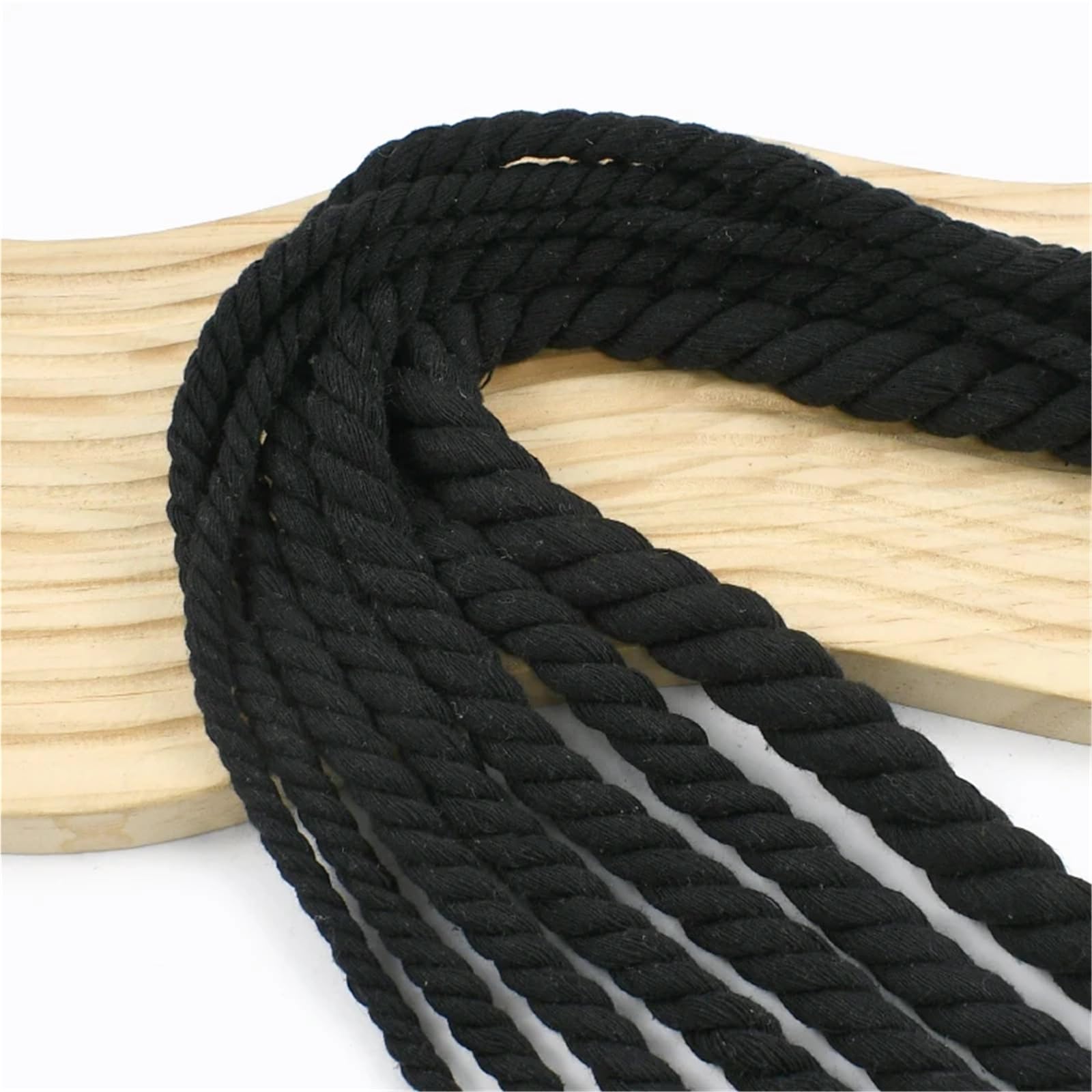 Cordón de algodón Trenzado 1-5M 5-20mm Negro 3 Acciones Algodón Trenzado | Cordón Bolsa Trenza Hilo Cuerdas Zapatos Mochila Decoración(Black-20mm,4Meters)
