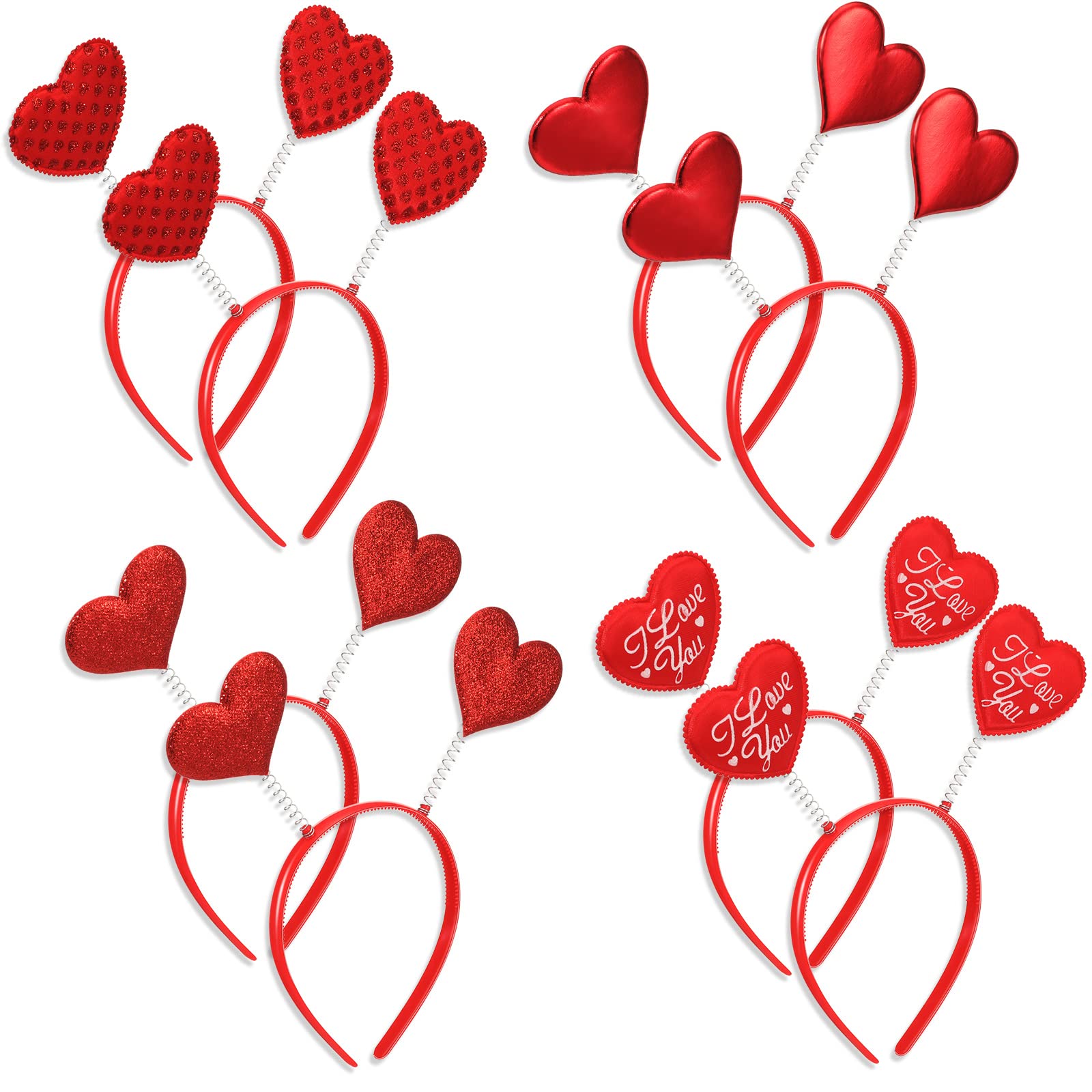 Youyole8 Pcs Valentine Headband Women Heart Head Bopper Red Cupid Headband Valentine's Day Red Hair Hoop for Birthday Party Women Girls Hair Accessories