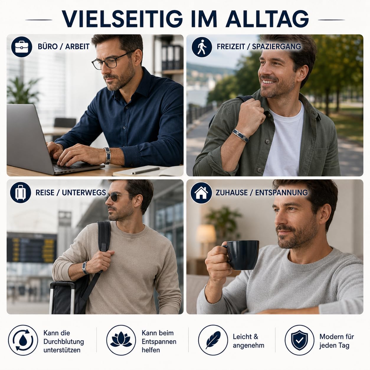 Titan Magnetarmband Herren Carbonfaser, Doppelmagnete