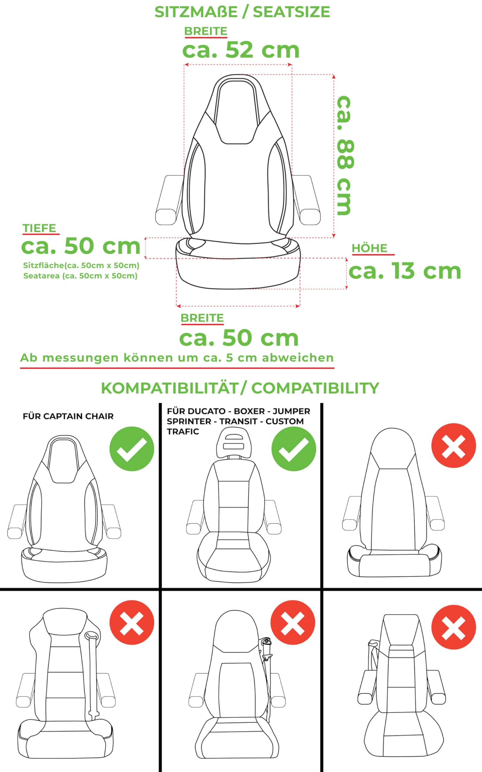 Bremer SITZBEZÜGE Fundas Protectoras para Autocaravana para FIAT Ducato Jumper Boxer PLKT210