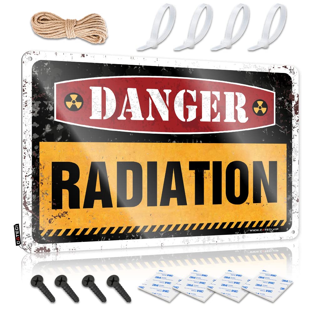 STWNVOITV Funny Poster Sign Danger Radiation Allied Military Sign Funny Tin Signs Vintage Bar Metal Sign Decor(30X40CM)