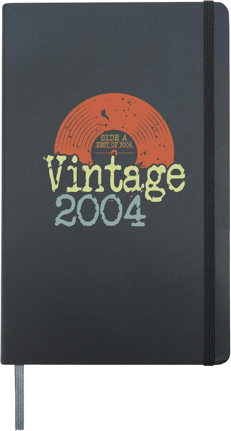 Born in 2004, Simple Best Of Vintage Vinyl 2004 Birthday Hardcover Journal, Black