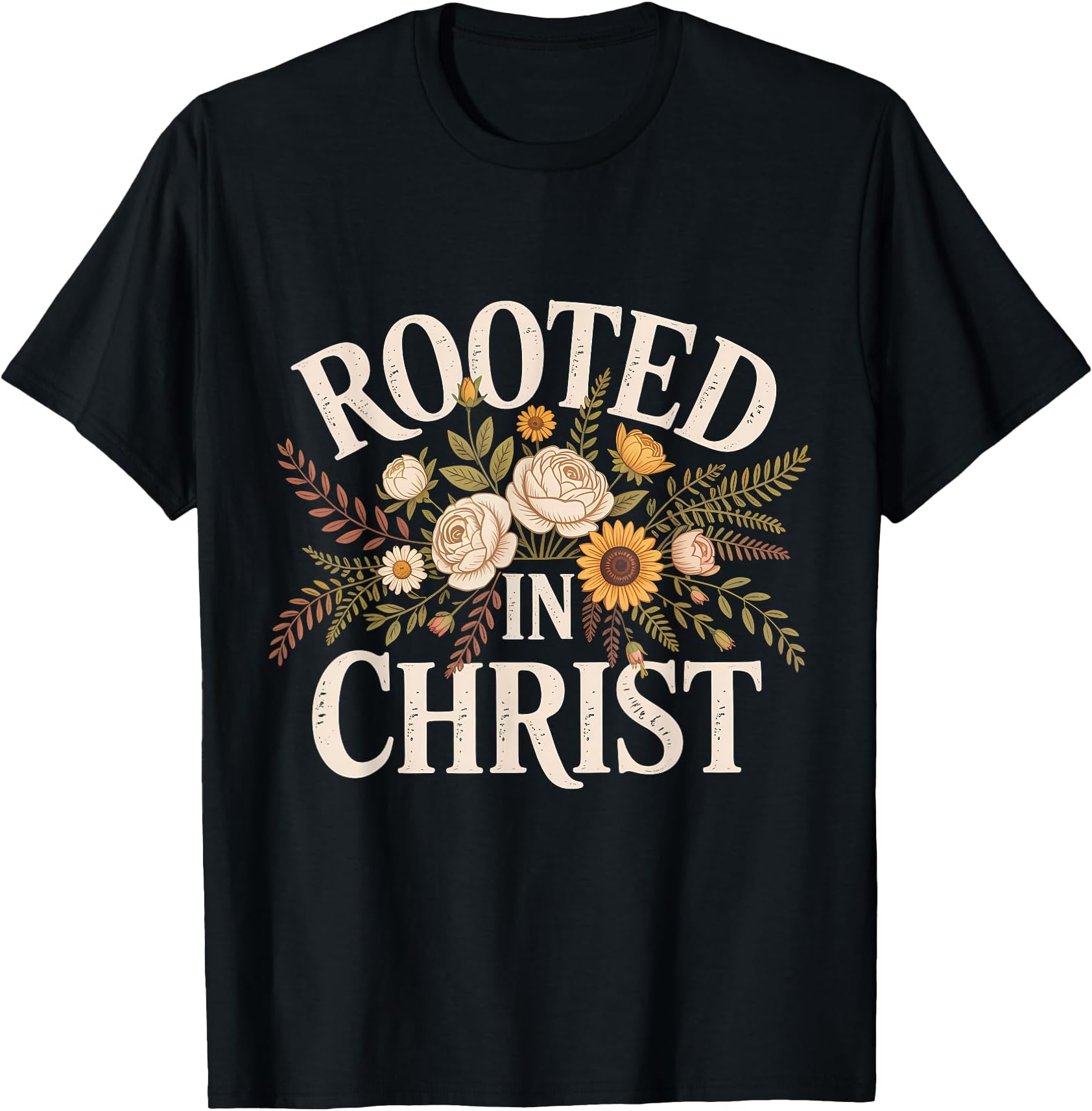 Rooted in Christ Christian Faith Jesus Cross T-Shirt