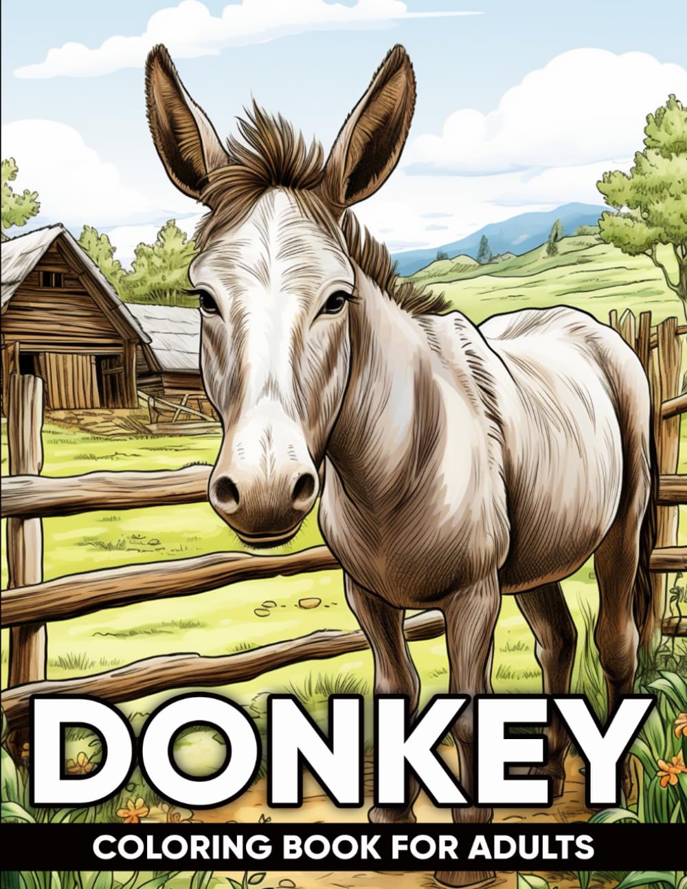 Donkey Coloring Book for Adults: An Adult Coloring Book with 50 Whimsical Donkey Designs for Relaxation, Stress Relief, and Countryside Charm (