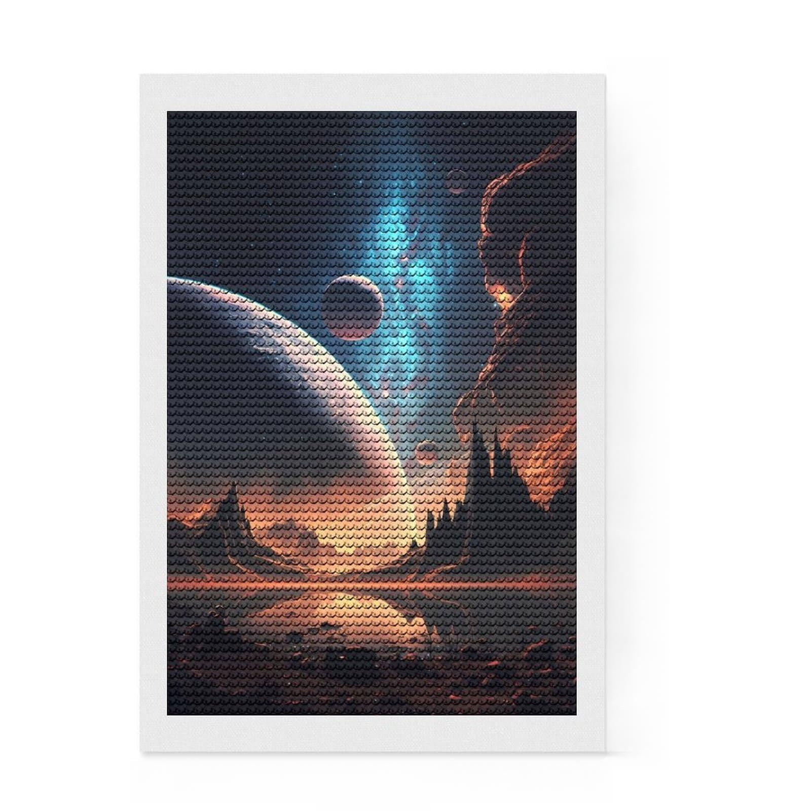 Junmoney Beyond The Galaxy Diamond Art Canvas 8"x12", Relaxing DIY Hobby, Satisfying Creative Project, Farmhouse Decor, for Women