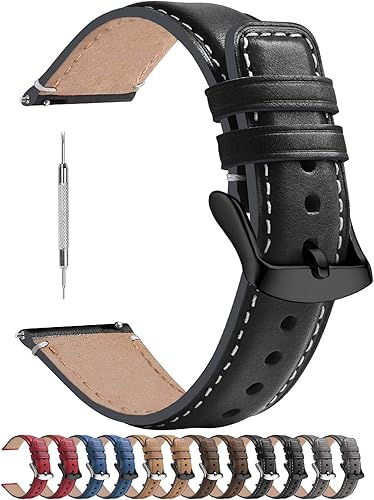 Fullmosa Correa de reloj de liberación rápida de 0.866 in, 0.787 in y 0.709 in, bandas de cuero bruñido para Samsung Galaxy WatchHuaWei WatchGarmin