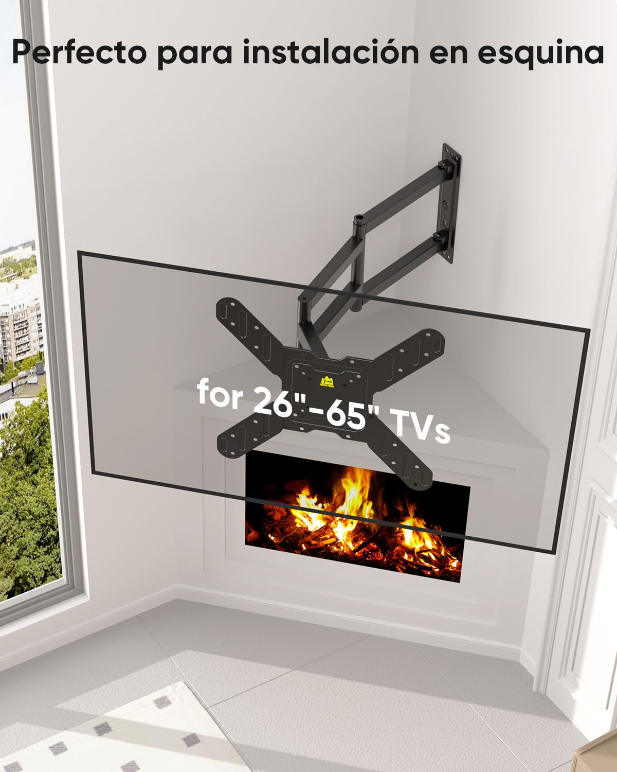 FORGING MOUNT Soporte TV Pared 26-65 Pulgadas con 820mm Brazo Articulado Extralargo, Soporte Pared TV Inclinable y Giratorio con Brazos Tres, Máximo VESA 400x400 mm hasta 35kg