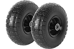 AR-PRO 10-Inch DuraTread Solid Wheels (Pair): 4.10/3.50-4 Tires on Flat-Free Puncture-Proof Hub...