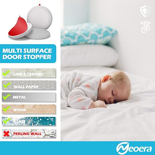 Miniatura 8 de Neoera - Tope para puerta de pared de goma suave redonda, protector de pared de silicona, 9.8pies, autoadhesivo para puerta