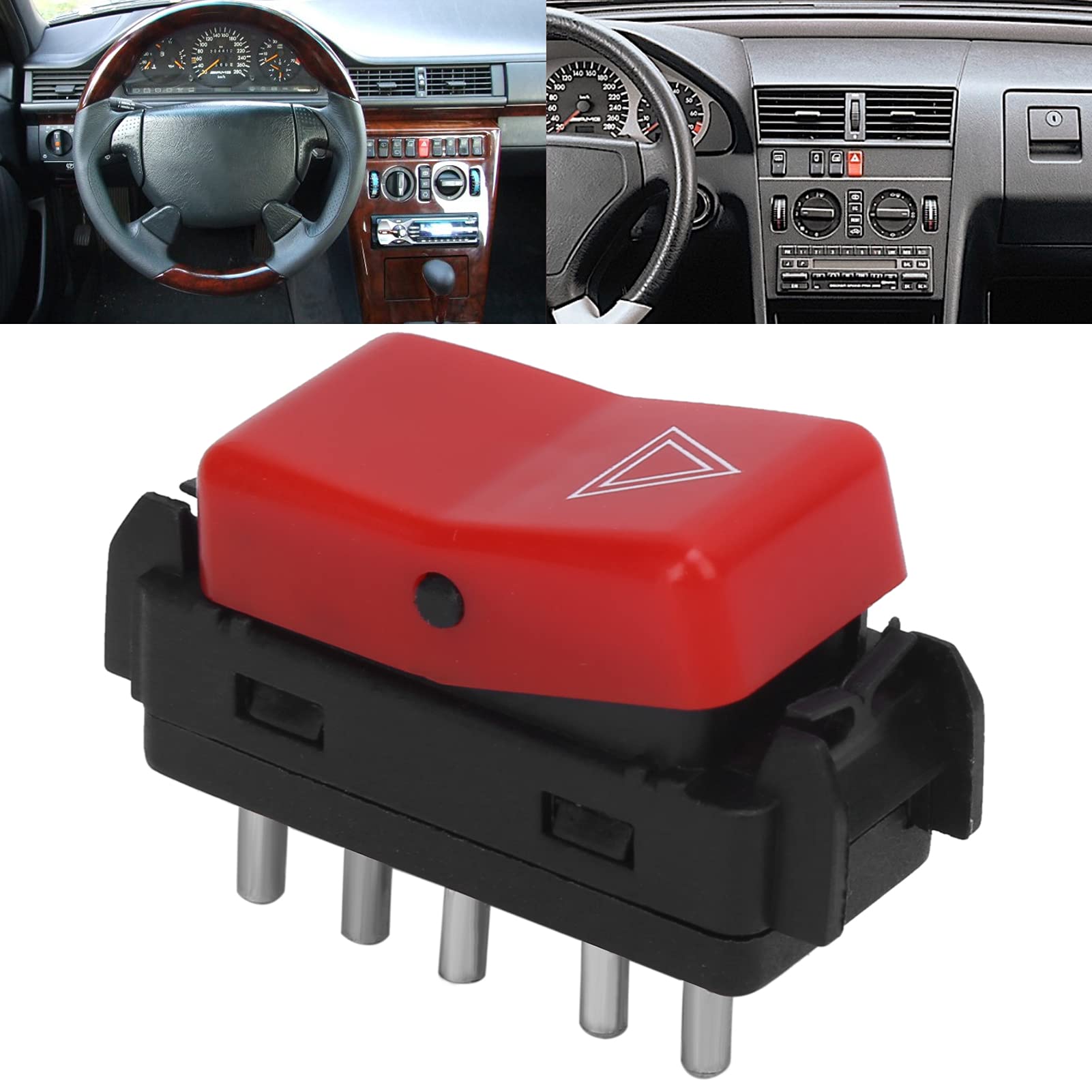 Cosiki Interruttore Luce di Emergenza di Emergenza Rosso di Ricambio per W124 W201 W202 Robusto ABS + Metallo