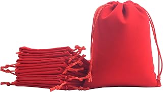 KONMAY 20 bolsas pequeñas de terciopelo con cordón, color rojo, 12 x 15 cm, bolsas de terciopelo para joyas, regalos de fiesta