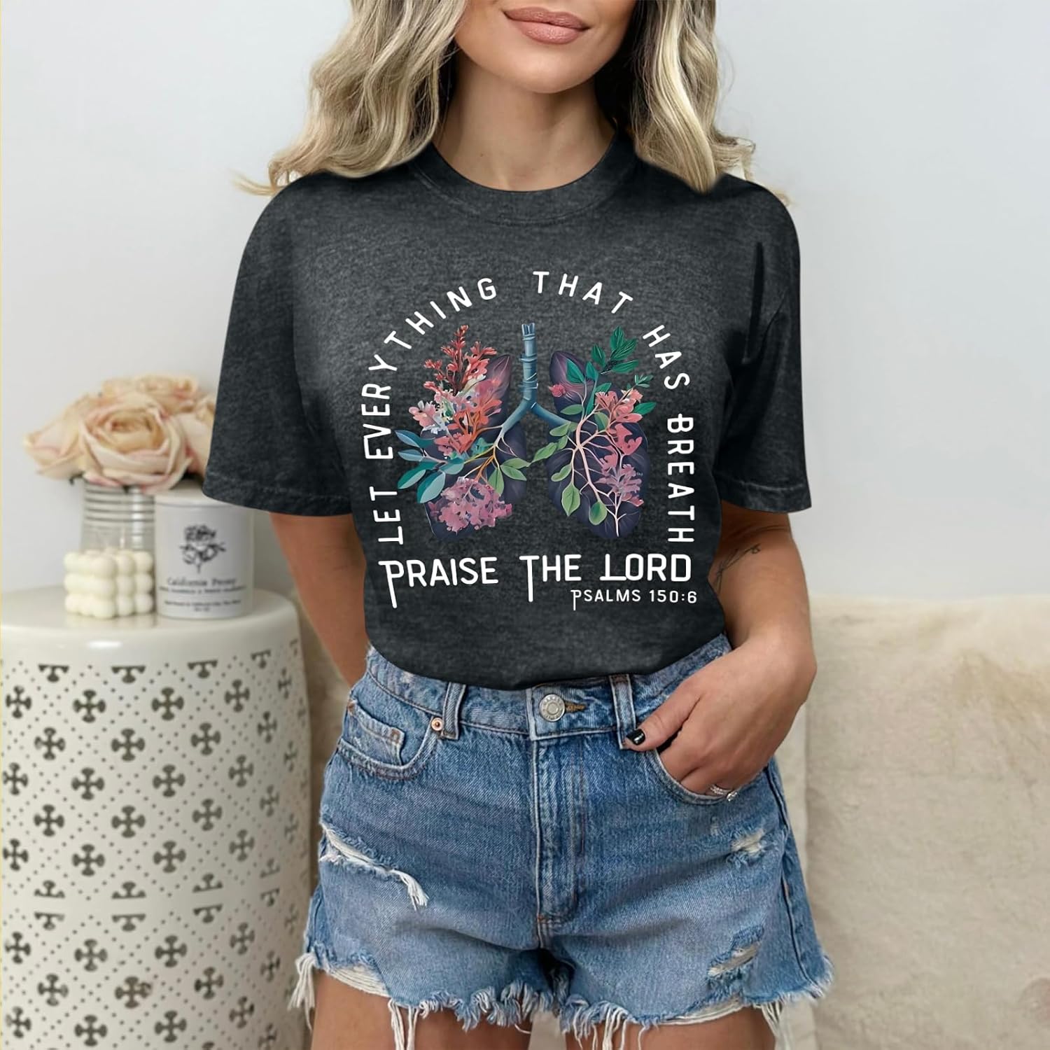 Christian Shirts for Women Vintage Bible Verse T Shirts Boho Floral Jesus Shirt Wildflowers Graphic Tees Tops - Image 3