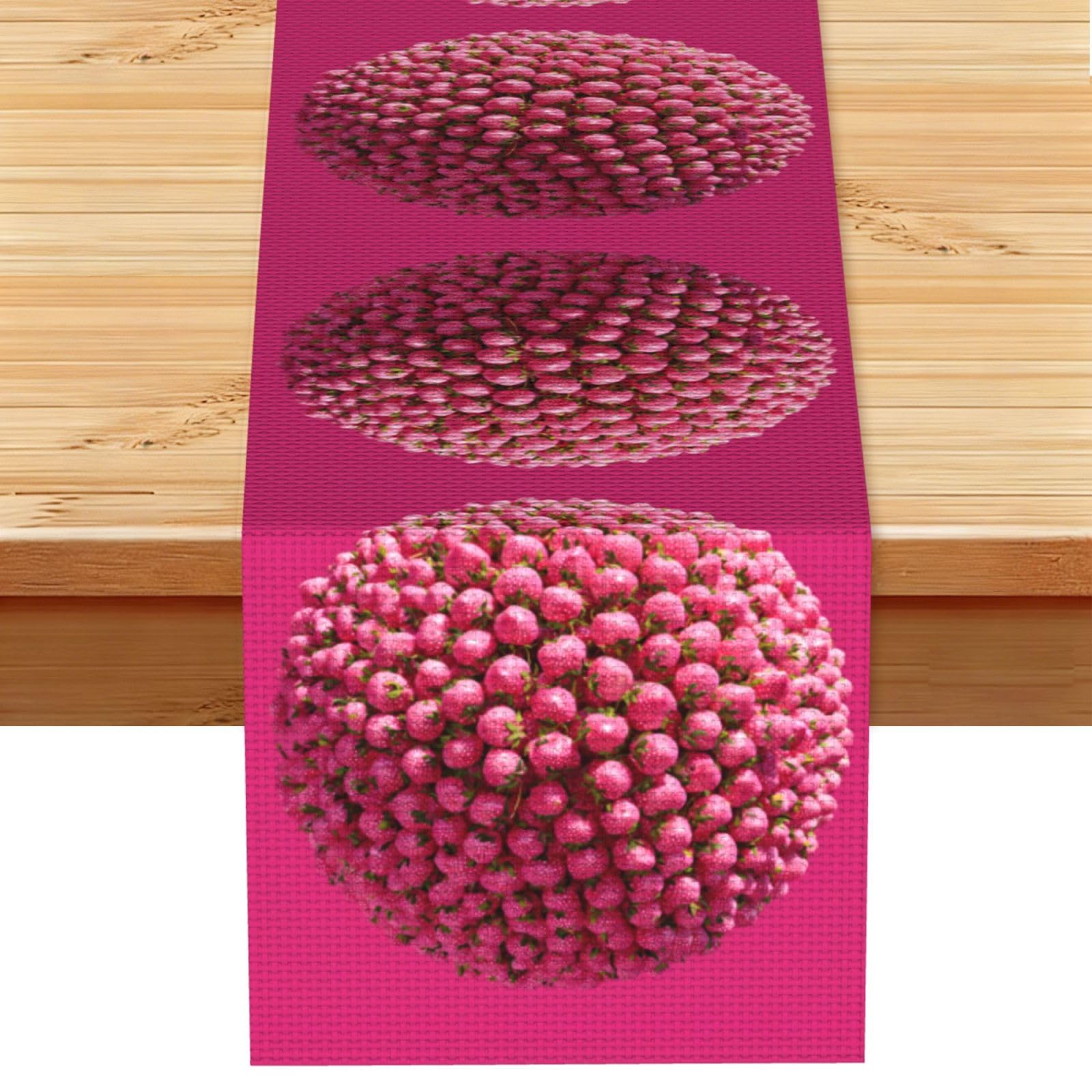 Strawberry Bun Linen Feel Table Runner Wedding Party Home Decoration