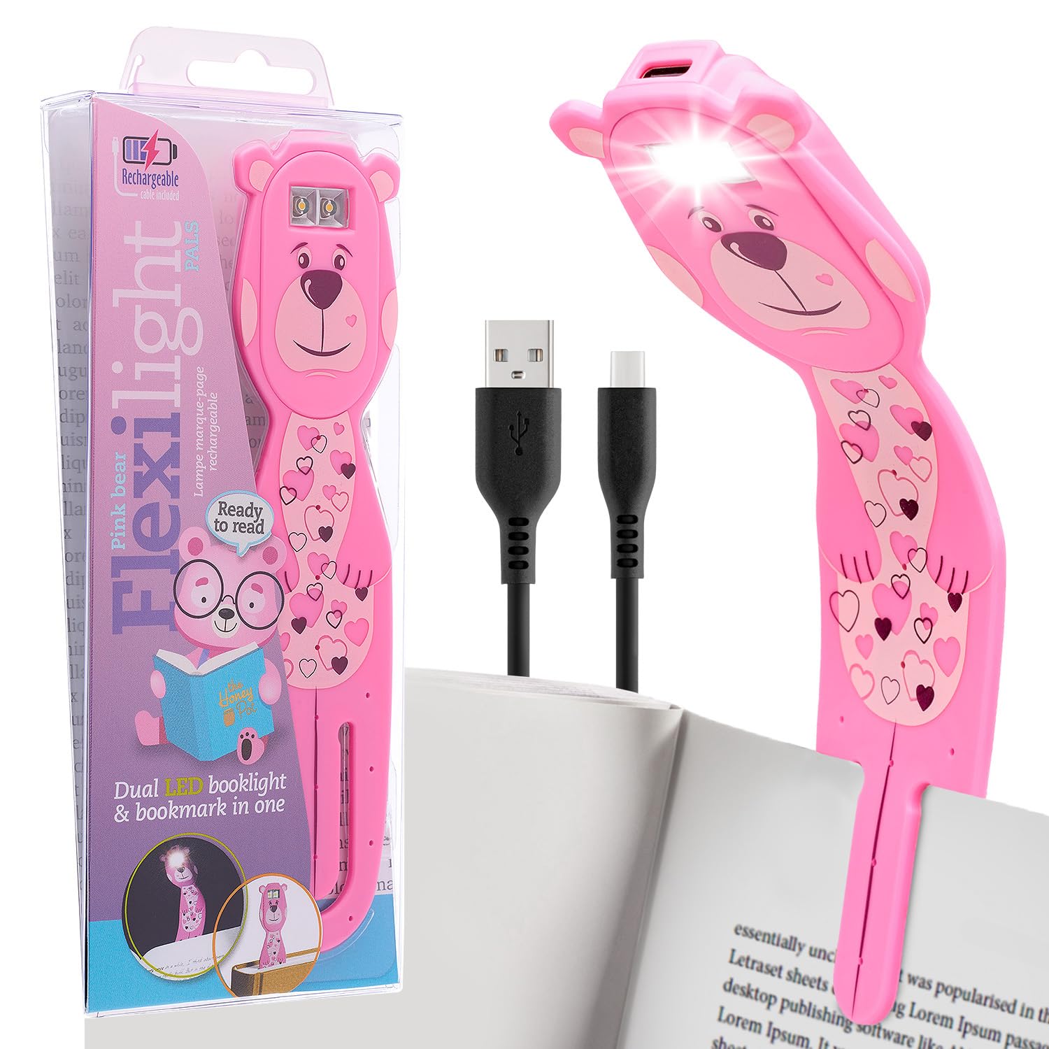 Luz de Lectura Recargable Flexilight | Marcador y Luz de Lectura 2 en 1 | Lámpara LED con Clip | Luz de Libro para Leer para Niños, Adultos | Accesorios Libros | Regalo Lectores