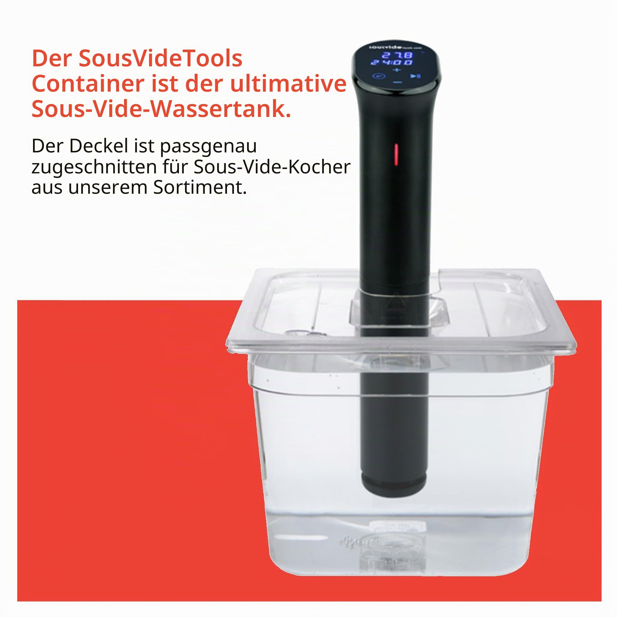 SousVideTools Container aus Polycarbonat, 11,6 l, mit Deckel passend für den iVide 2.0 Sous-Vide-Stick, durchsichtig, zum Garen, frei von BPA, nicht-haftend und spülmaschinengeeignet, SVT-PS11GN-IVIDE