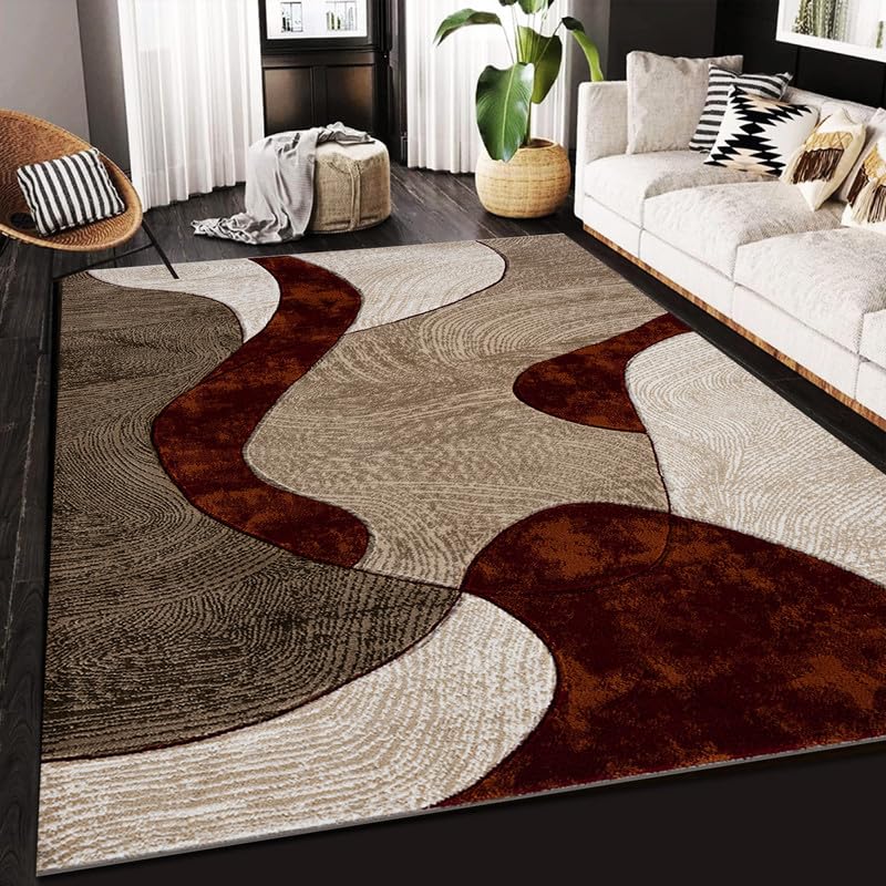 Rugs Inn Velvet Curve - Rugs - Large Fluffy Area Rug Carpet Washable Non-Slip Soft Modern Indoor Shaggy Floor Rug for Living Room, Bedroom, Hallway, Lounge (Rust, 160x230 cm) — image 1