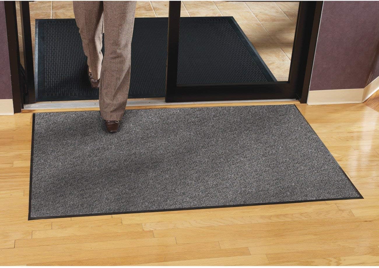 Genuine Joe GJO56352 Indoor Mat with Moisture Absorbent, 3' x 5', Charcoal/Vinyl Back