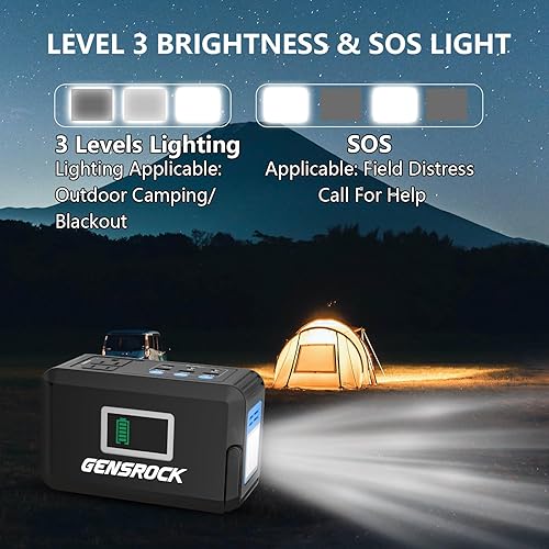 Miniatura 5 de GENSROCK Estación de energía portátil de 120 W (pico de 220 W), generador solar de campamento de 88 Wh, banco de energía de batería de litio con 2