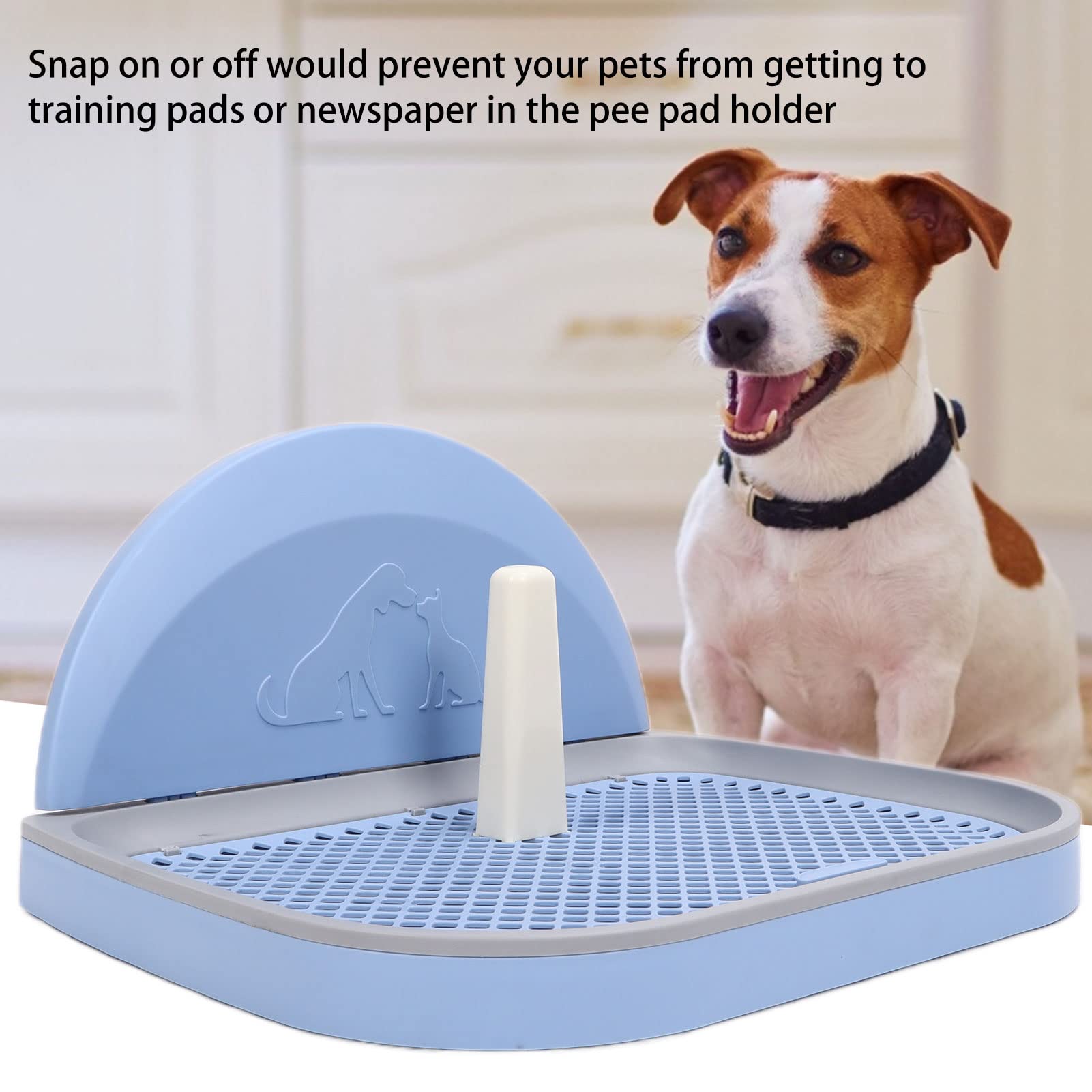Pssopp Formation de Chien Toilette Chien Pot Clôture Pot Plateau avec Couverture Murale Tapis de Formation Support Protection du Sol Support de Tapis pour Chien(Bleu)