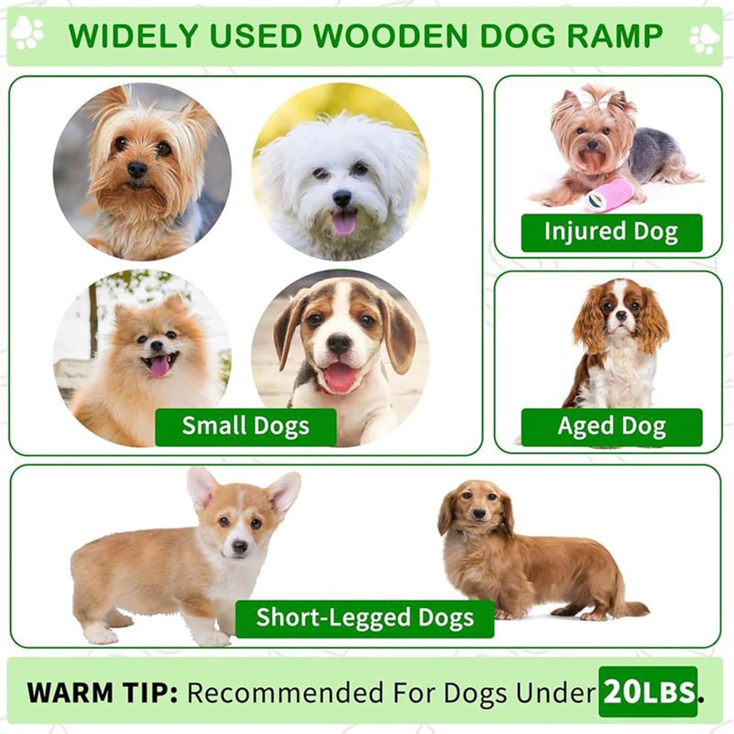 Dog Ramp - Portable Pet Safety Steps, Stable Design Non Slip | Lightweight Indoor Bed Couch Sofa Bedroom, Comfortable Support for Older Injured Cats Dogs Home Living Room Furniture Access