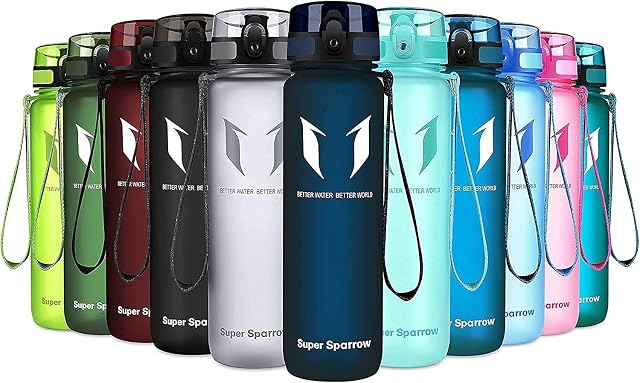 Sportowa butelka wody Super Sparrow - 350 ml / 500 ml / 750 ml / 1l / 1,5 l - Nietoksyczny bez BPA i ekologiczny plastik Tritan Co-poliester - do biegania, siłowni, jogi, na zewnątrz i na kemping