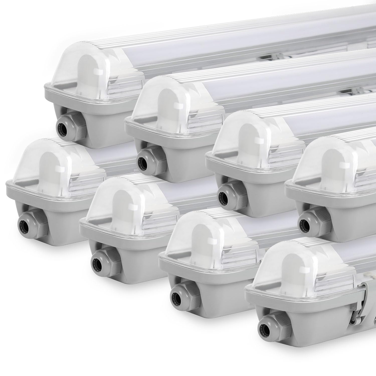 Sonnewelt Lot de 8 lampes LED pour pièces humides - 120 cm - 4500 K - Blanc neutre - 18 W - 1530 lm - IP65 - Étanche - T8 - Pour garage, cave, bureau, entrepôt