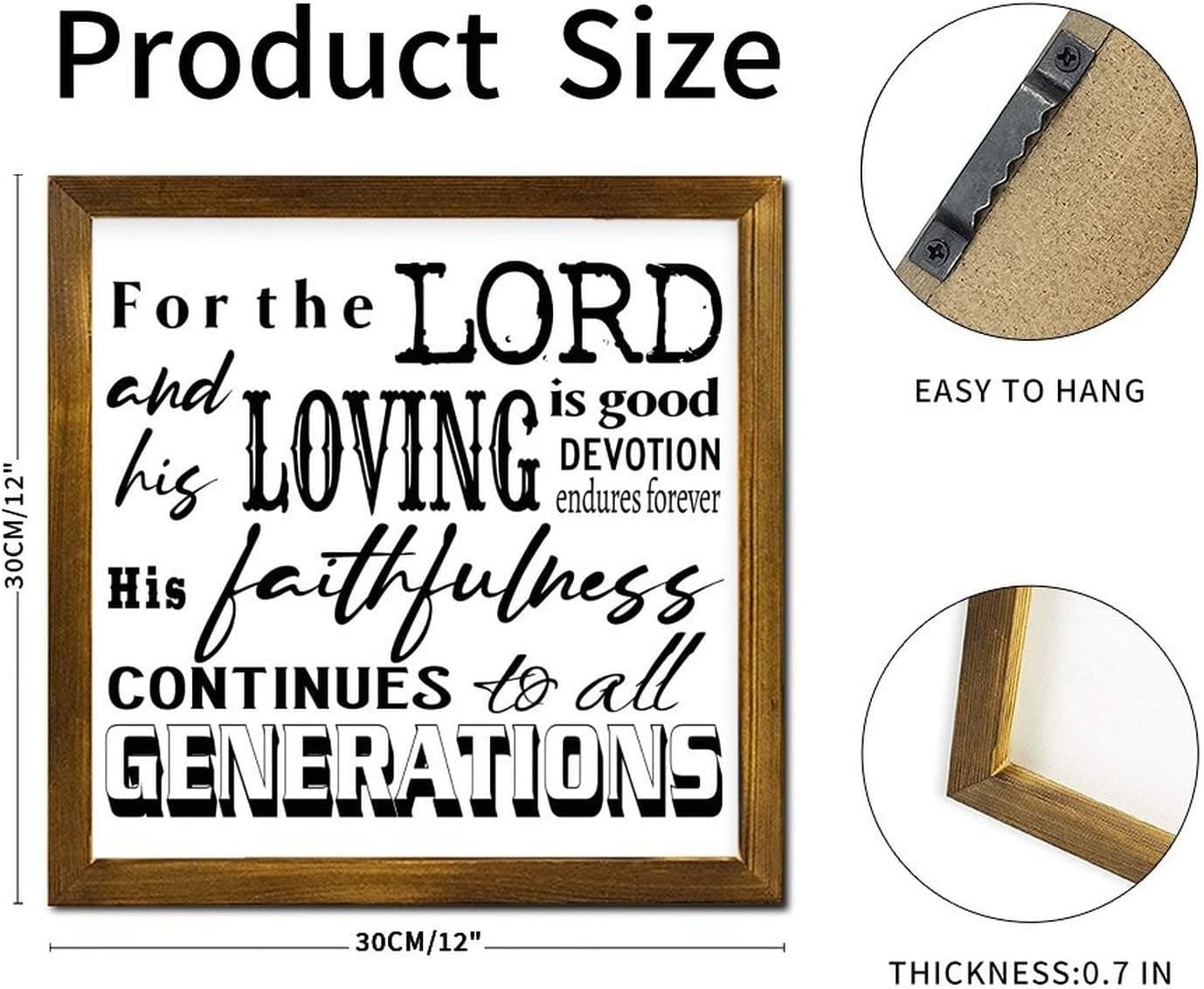 for The Lord is Good Wood Framed Sign Heart Warming Hanging Wood Sign Rustic Wall Art Hanging Farmhouse Decoration Plaque for Home Living Room Office Entryway Housewarming Gift 12x12 Inch
